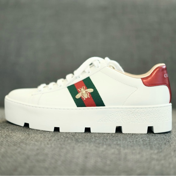 💯 Authentic Gucci Ace Embroidered Platform Sneaker - Picture 2 of 11
